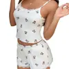 2026 Novo Conjunto de Pijama Feminino Europeu e Americano com Renda, Camisola e Shorts, Estampa de Ursinho Fofo