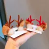 Ciervo de Navidad Cuerno Pinza para el Cabello Diadema Nuevo Cuerno Flocado Tocado Bola de Pelo Hongo de Navidad Pinza para el Cabello Evento Navideño Regalo