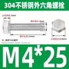 Ventas Directas de Fábrica M3-M12 GB 304 acero inoxidable Tornillo hexagonal exterior cabeza hexagonal tornillo hexagonal