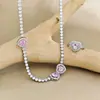 Amor Transfronterizo Circonita Sintética Dos Piezas Dulce Fresco Anillo Collar r4599-x8300
