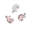 Colgante de aleación de cristal con diseño de mariposa, luna y amor para chica, hecho a mano, pulsera casera, accesorios decorativos