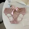Caiu na rede do amor~Calcinhas de Renda Sexy Estilo Japonês para Mulheres Quentes com Laço Grande Tanga Cruzada Aberta no Bumbum Meninas
