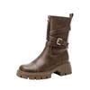Botas de Plataforma con Tacón Grueso Nuevas Otoño/Invierno 2026 para Mujer, Estilo Celebridad de Internet, Versátiles de Media Pantorrilla Multi-Uso Estilo Ecuestre, Botas de Motocicleta para Mujer