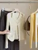 Suéter de punto con diseño de dos piezas falsas y cuello en V para mujer, estilo otoño, chic coreano, acanalado, corte ajustado, versátil, único, hermoso top