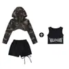 Ropa de Jazz para Niños, Ropa de Calle Camuflaje de Moda para Niñas, Ropa de Canto para Grupos de Chicas Kpop, Ropa de Jazz para Actuaciones Infantiles
