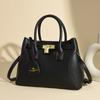 Dê à Mamãe uma Bolsa de Trabalho de Alta Qualidade 2025 Nova Padrão de Couro de Vaca Bolsa Platina Luxo Acessível Fechadura Concêntrica Couro Genuíno Bolsa Kelly Feminina