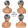 Peluca completa para mujer de Amazon Europa y América, corte pixie corto, color mixto gris-blanco, fibra de alta temperatura, no necesita acondicionador, adecuada para mediana edad y personas mayores