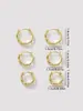 1 Par de Aretes Nuevos Estilo Coreano Ins con Aros Completos de Diamante, Versátiles para el Trabajo, Elegantes Aretes Chapados en Oro, Suministro de Joyería