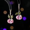 Exquisitos pendientes con incrustaciones de circonitas, dulces, frescos, elegantes, de alta calidad, diseño de moda, asimétricos, lindos pendientes de conejito con hebilla.