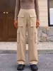 Suministro exclusivo transfronterizo de pantalones cargo de estilo europeo y americano con bolsillos grandes para mujer, holgados, adelgazantes, de pierna recta, de pierna ancha, disponibles para dropshipping