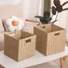 Cesta de Armazenamento de Corda de Papel Personalizada, Dobrável Simples para Brinquedos e Lanches, Caixa de Armazenamento de Rattan, Cesta de Armazenamento Diversos