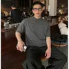 Camiseta de Punto de Manga Corta para Hombre con Cuello Henley y Diseño de Botones Diagonales, Estilo Old Money, Seda de Hielo, Verano, Fábrica Transfronteriza Venta al por Mayor