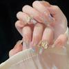 Uñas largas de otoño transfronterizas parche de uñas de uñas blanco transparente hielo largo T desmontable uña uña pieza de uña acabado para llevar uña