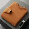 Otoño e Invierno Nuevo Tejido de Lana para Hombre Cuello Redondo Color Sólido Engrosado Tejido Raglán Holgado Casual Lana Australiana de 90 Hilos