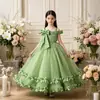 Vestido formal para meninas design transfronteiriço ombro a ombro saia de gaze comprimento do tornozelo vestido de dama de honra casamento vestido de princesa fantasia de performance de piano infantil