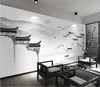 Novo papel de parede com paisagem de cidade aquática Jiangnan em estilo chinês Papel de parede de tinta para fundo de parede de sala de estar e restaurante Paisagem de Suzhou e Hangzhou papel de parede huipai