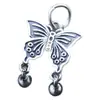 Plata de Ley S925 Colgante de Mariposa con Doble Perla Pulsera de Cuerda Hecha a Mano Colgante Accesorios para Colgante Material para Colgante
