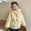 Suéter Grueso de Peluche de Conejo Estilo Coreano para Niñas Otoño/Invierno 2026 Nueva Moda Infantil Top para Niña Tendencia