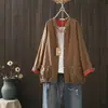 Cárdigan Corto de Algodón con Cuello de Puntos Teñido en Hilo Vintage de Manga Larga para Mujer, Fresco, Holgado, Casual, Delgado, Protector Solar