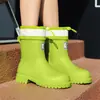 Zapatos de Lluvia de Moda Transfronterizos para Mujer, Calzado Impermeable para Exteriores Todo Terreno, Zapatos de Goma Antideslizantes para Cocina, Zapatos Impermeables para Lavado de Autos para Mujer