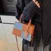 Bolsa de mão moderna estilo coreano com costura de cores contrastantes, textura de alta qualidade, casual, pequena bolsa quadrada, bolsa de ombro transversal para mulheres
