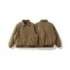ORIGTEEN Chaqueta de Algodón Retro Americana Lavada Desgastada con Solapa Ropa de Trabajo para Hombre Engrosada con Terciopelo MY9029