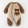 Mameluco de Bebé Otoño Invierno Más Terciopelo Ropa Engrosada Niños Niñas Ropa de Exterior para Llevar al Bebé Pelele Body Ropa Cálida de Algodón