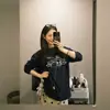 Camiseta Blanca de Algodón Puro Hombro Normal Manga Larga para Mujer Sudadera Holgada Cuello Redondo Capa Interior Capa Base Otoño Nuevo Estilo Delgado Top