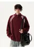 Suéter Cardigan Patchwork Listrado Retrô Masculino Outono Inverno Solto Casual Estilo College Jaqueta de Tricô para Meninos Novo
