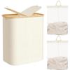 Estilo japonês bambu dobrável tecido sujo roupas cesta de compartimento duplo grande tamanho cesta de lavanderia com tampa cesta de roupas sujas cesta de armazenamento de roupas sujas