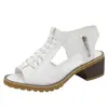 Zapatos transfronterizos 2023 nuevos tacones gruesos cabeza redonda cremallera lateral hueca comercio exterior talla grande sandalias romanas europeas y americanas para mujer