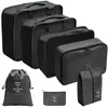 Set organizador de viaje premium, incluye 11 piezas: bolsas para guardar ropa, bolsas con cordón, bolsas para cosméticos y artículos de tocador, y bolsas de malla plegables para almacenamiento
