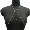 Europeo y Americano Sexy Tirante Tirante Accesorios para Mujer Collar Cadena Corporal Cadena Integrada Cadena de Pecho Colgante de Luna Estrella con Cuentas