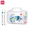 Marcadores Acrílicos Deli, No Corren, Colores Apilables, 60 Colores, Resistentes al Agua, Resistentes a la Decoloración, Caja de Regalo con Set de Marcadores para Niños