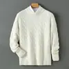 Suéter Baicai Rong Outono/Inverno Novo 100% Lã Pura Masculino Gola Alta Meia Trançado Tricô Espesso Camada Base Suéter