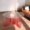 Mesa de Centro Acrílica Moderna de Lujo Ligero Sala de Estar Hogar Mesa Creativa de Alta Gama Pequeña para el Hogar Plexiglás Ola Mesa Redonda