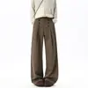 Pantalones Anchos Plisados con Botones de Doble Fila, Pantalones Casuales Estilo Pareja, Pantalones de Hombre de Moda Relajados con Botones Estilo Old Money