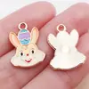 Nuevo Dibujo Animado Lindo Conejo Huevo de Pascua Goteo de Aceite Colgante de Aleación de Zinc Colgante Accesorios de Joyería para Pulsera DIY