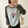 Suéter de Forro Polar con Jacquard de Hongo y Bloques de Color Miel Oso para Mujer, Nuevo Estilo Otoño/Invierno 2026, Manga Raglán, Holgado, Top de Punto que Reduce la Edad
