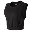 Blusa deportiva sin mangas para mujer, estilo corto y holgado, para yoga, para correr, fina