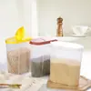 Contenedor de arroz de plástico estilo japonés, frasco para almacenar granos, cubo de almacenamiento de arroz a prueba de humedad y a prueba de insectos, contenedor de almacenamiento de granos para cocina, frasco sellado
