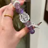 [Qiaoen] Pulsera de Zorro Hada de Amatista Natural y Cristal Blanco Pulsera con Sentido de Diseño de Joker Libro Rojo de la Fortuna Lote