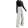 Calça Jogger Feminina de Cintura Alta, Modelagem Justa nas Pernas Largas, para Outono e Inverno, Estilo Novo, Calça Casual Elegante para Baixas