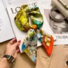 Lenço de Seda Artificial para Mulheres, Primavera e Verão, Estilo Pintura a Óleo, Listra de Bétula Branca, Design Náutico, Lenço Quadrado Pequeno de 70cm, Lenço Decorativo