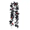 Hoja de Rosa Negra de Ratán Transfronteriza Amazon Halloween Hogar Decoración Negra Arreglo Hoja de Rosa Artificial de Ratán
