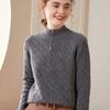 Suéter de punto de cachemira grueso y holgado con cuello alto y cremallera para mujer, de color liso, para otoño e invierno.