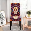 Nueva funda de silla Día de Muertos transfronteriza, funda decorativa de silla de comedor floral de calavera de festival mexicano, funda de silla atmosférica