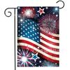 Bandeira de Jardim para o Dia da Independência Mais Vendida Internacionalmente Padrão Patriótico de Fogos de Artifício Decoração de Pátio Bandeira de Jardim Dupla Face de Linho