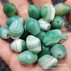 Cuentas de Ágata Verde Mate con Venas tipo Seda, Cuentas Sueltas de Jade, Cuentas de Tambor de Cintura de Calcedonia Mate, Cuentas para Accesorios de Joyería