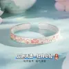 Pulsera de Plata Pura Esmaltada con Peonías y Sutra del Corazón para Mujer, Nueva Pulsera Abierta de Plata Estilo Chino, Regalo para Novia